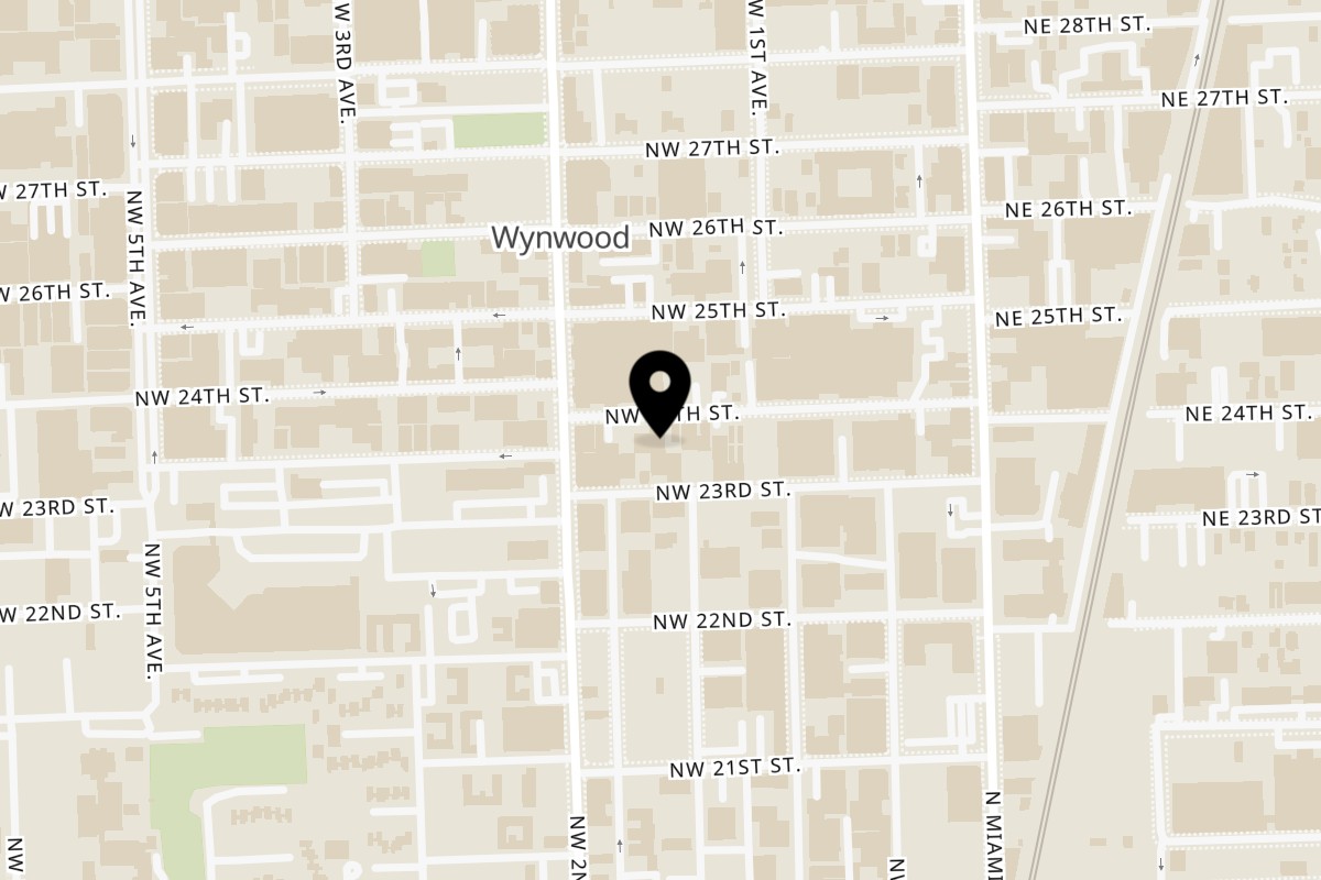 Map showing the location of Talkin' Tacos Wynwood on 172 NW 24th St in Miami