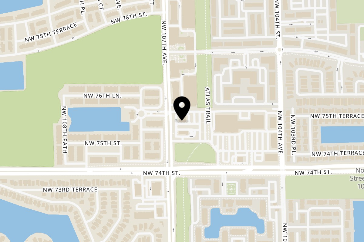 Map showing the location of Talkin' Tacos Doral on 7586 NW 104th Ave G103 in Doral