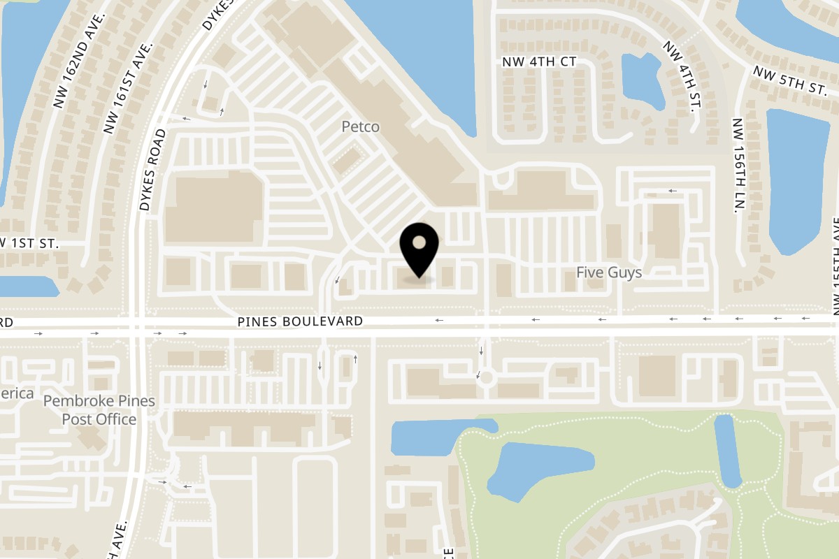 Map showing the location of Talkin' Tacos Pembroke Pines on 15807 Pines Blvd in Pembroke Pines