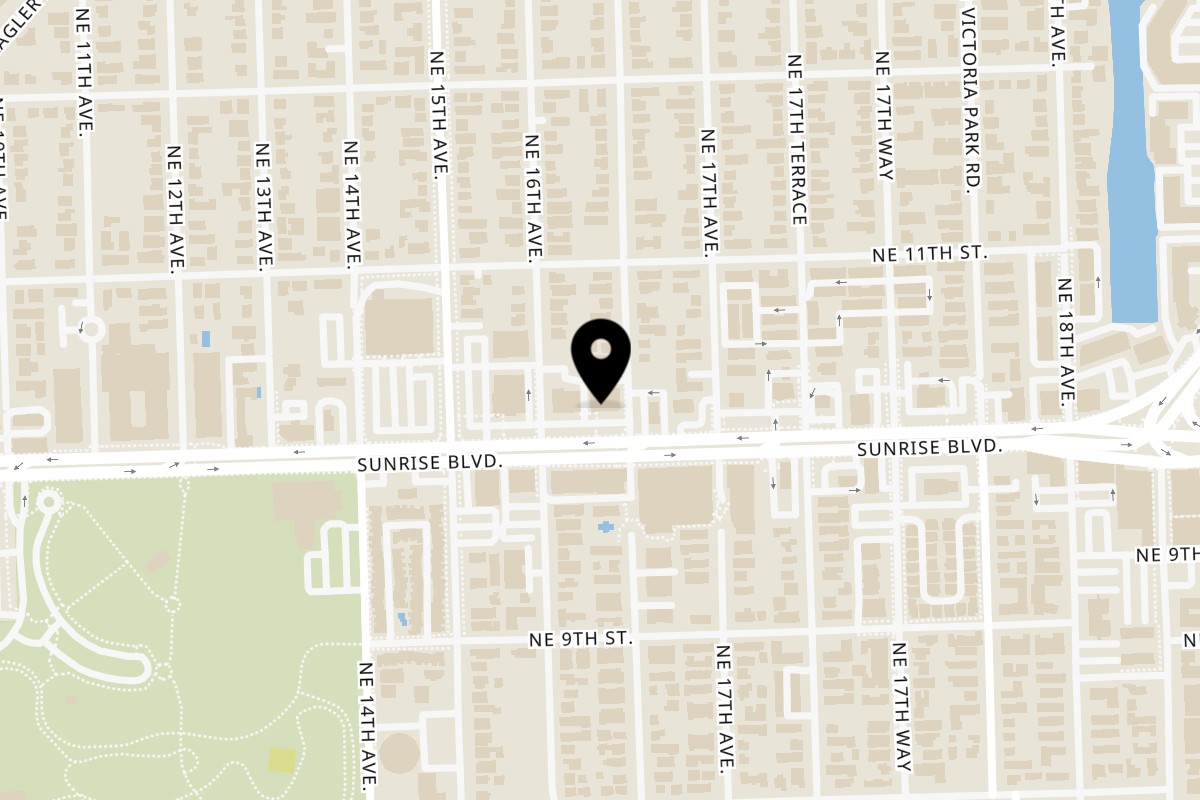 Map showing the location of Talkin' Tacos Fort Lauderdale on 1619 E Sunrise Blvd in Fort Lauderdale