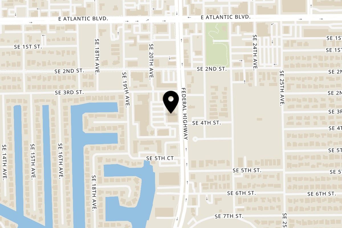 Map showing the location of Talkin' Tacos Pompano Beach on 431 S Federal Hwy in Pompano Beach