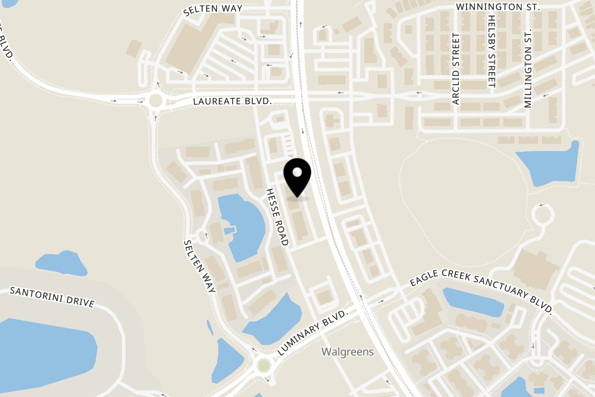 Map showing the location of Talkin' Tacos Lake Nona on 14152 Narcoossee Rd Ste 360 in Orlando