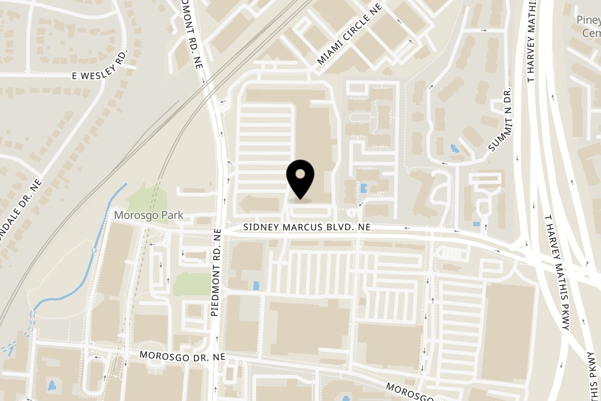 Map showing the location of Talkin' Tacos Atlanta on 2625 Piedmont Rd NE Ste 34A in Atlanta
