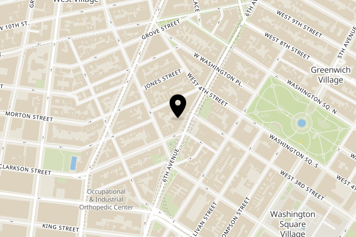 Map showing the location of Talkin' Tacos West Village on 311 6th Ave in New York